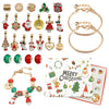 A collection of charm bracelets and ornaments displayed alongside a 24-day Christmas countdown advent calendar.
