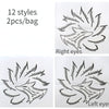 A set of 12 winged eyeliner stencils, with two pieces per bag.
