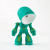 A cartoon hero police night light figure in teal green color.