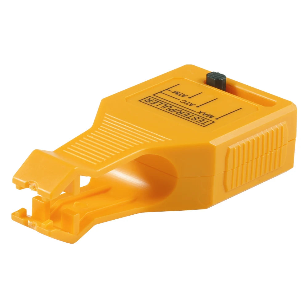 An orange automotive fuse tester and puller tool with a black component.