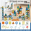 A display of magnetic building blocks and colorful plastic pieces for a DIY creative STEM toy set