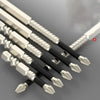 A set of magnetic PH2 screwdriver bits with 1/4 hex shank tools arranged diagonally on a gray background.