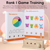 A set of wooden logic puzzles for children showing color correspondence and matching games.
