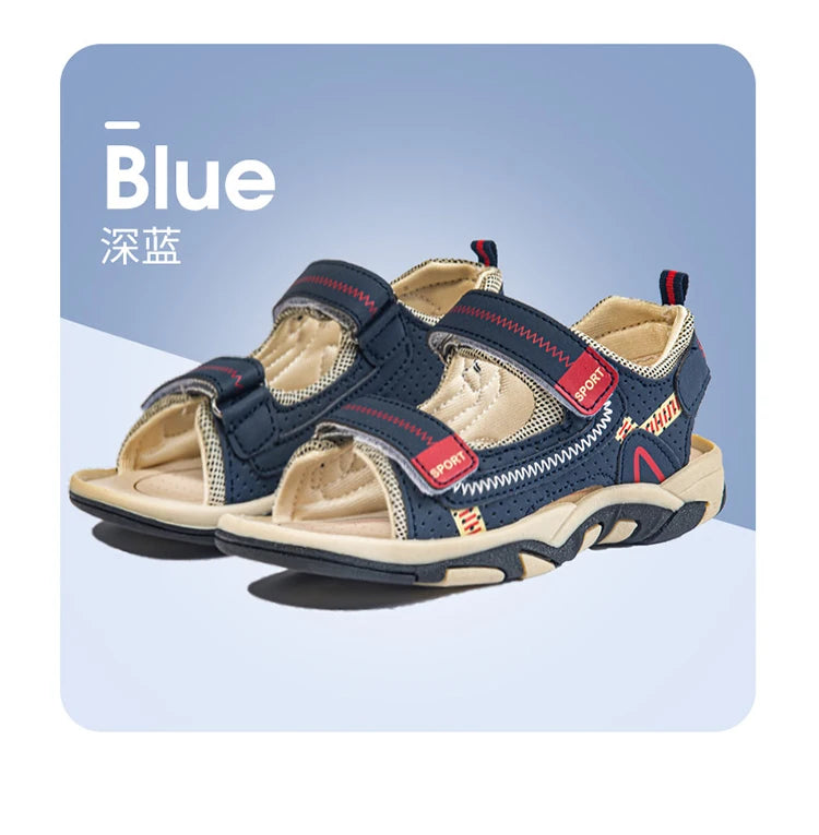 Blue breathable summer sport sandals for boys shown in a light blue tone.
