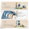 A wooden rocket stacking toy with various shapes and rounded corners for baby's aesthetic foundation.