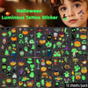 مجموعة من ملصقات الوشم المضيئة لعيد الهالوين بشخصيات وتصميمات مرعبة.