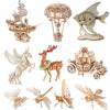 Conjunto de kits de manualidades de rompecabezas de madera con animales como barco, pez, ciervo y mariposas.