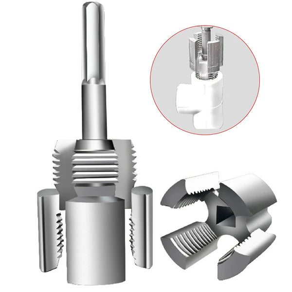 A dual-thread pipe tapping tool used for joining PPR and PVC pipes.
