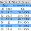 Size chart for a Crew Neck T-Shirt showing measurements for sizes S through 3XL.