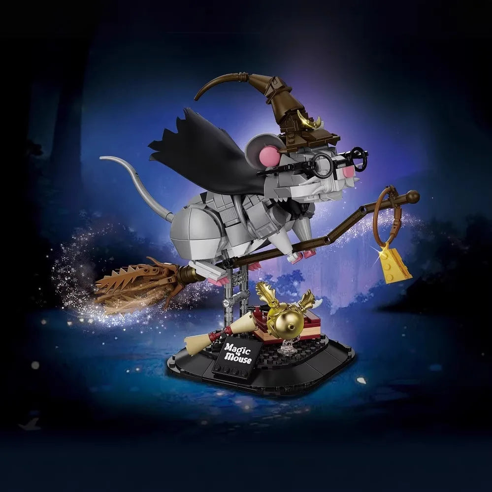 A detailed sculpture building block set depicting a demonic mouse figure with horns and wings.