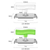 A manual stainless steel tool for opening jars and bottles, shown with dimensions.