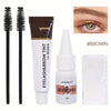 A kit containing an eyebrow and eyelash tint developer bottle, applicators, and a tint product.