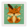 Punch needle embroidery kit featuring an orange fox animal pattern on a green background