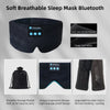 Svart myk pustende sovemaske med innerstoff av polyester og ytre velur, vist med oppbevaringsmuligheter.