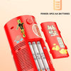 A red bubble toy machine with 20 holes and 6 AA batteries is shown.