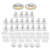 A set of magnetic cabinet safety locks and keys, including 20 locks and 5 keys, packaged in white plastic.