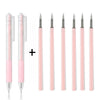 Set de seis cuchillas de precisión para manualidades en tonos rosa, con hojas de repuesto.