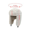 A classic Russian ushanka trapper hat with fur lining shown in a light beige or off-white color.