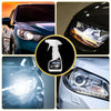 A collage showing various car headlights before and after restoration using headlight restoration fluid.