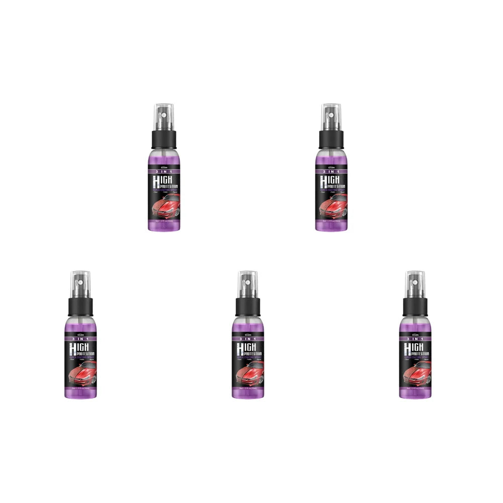 Three identical spray bottles of High Nano Ceramic Coating for cars displayed in a row.