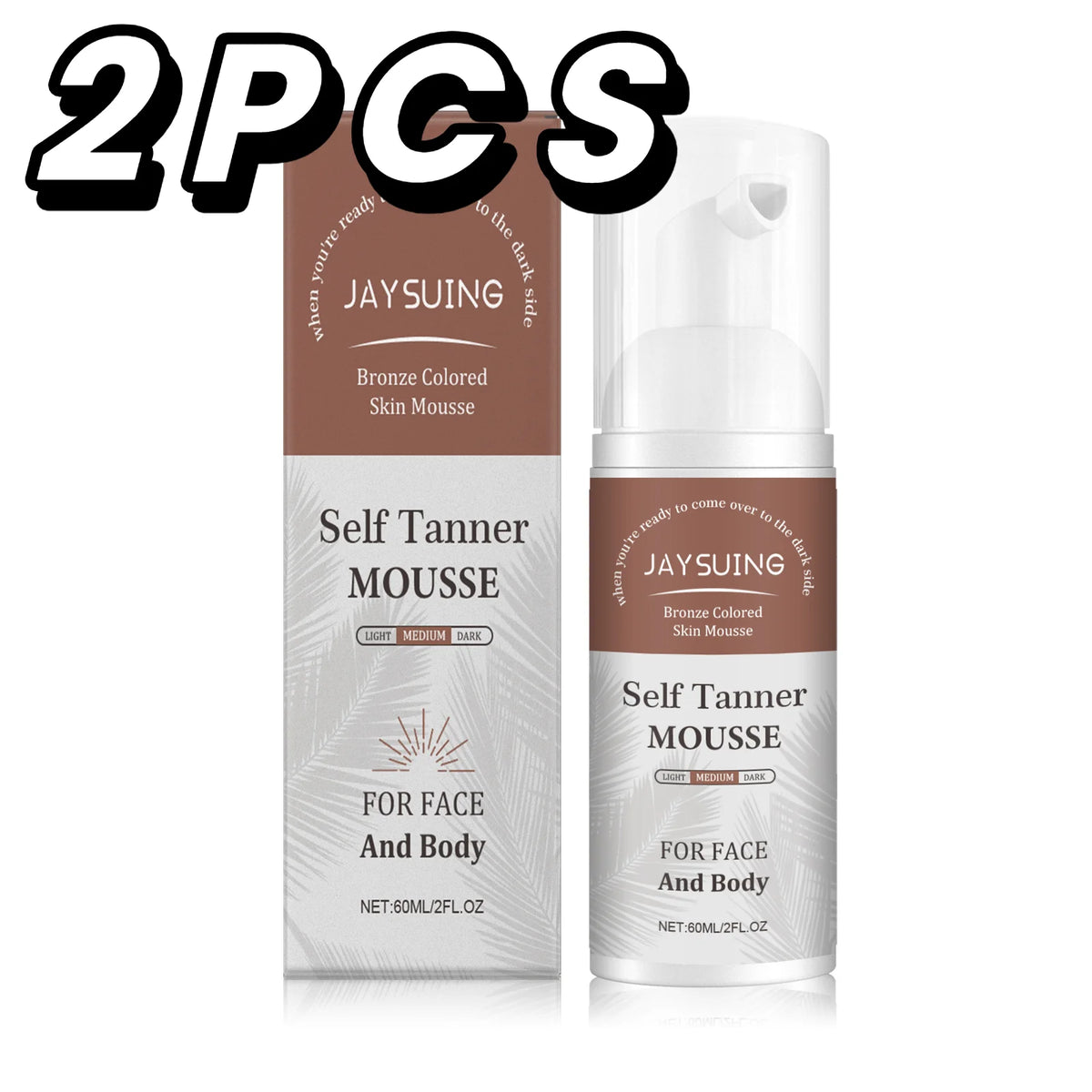 Two tubes of Jaysuing Self Tanner Mousse for face and body