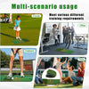Portable golf hitting mat with three grass heights used for various training scenarios.