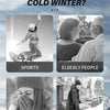 A collage of four images showing people engaging in sports, elderly people interacting, cold-blooded individuals, and an outd