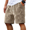 Shorts casuales para hombre de tela verde oliva con textura waffle y cordón ajustable