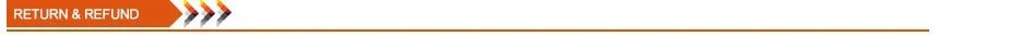 Return and refund information banner with an orange arrow pointing to the right.