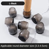 L-Black silicone furniture leg pads with felt bottoms for scratch protection, shown in various sizes.