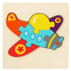 A wooden jigsaw puzzle shaped like a yellow and purple animal, featuring bright colors and puzzle pieces.