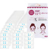 A package of DODO LABEL invisible V-lift face stickers for instant skin tightening is shown next to several sheets of the pro