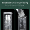 A sealed deodorant seeing device showing fully sealed gas and dispersed gas after opening.