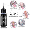 Flacon de colle 5EN1 pour strass à ongles, utilisations variées pour remplir et façonner.