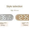 Two digital clocks showing time and temperature, one imitation cotton gray and one imitation solid wood yellow.
