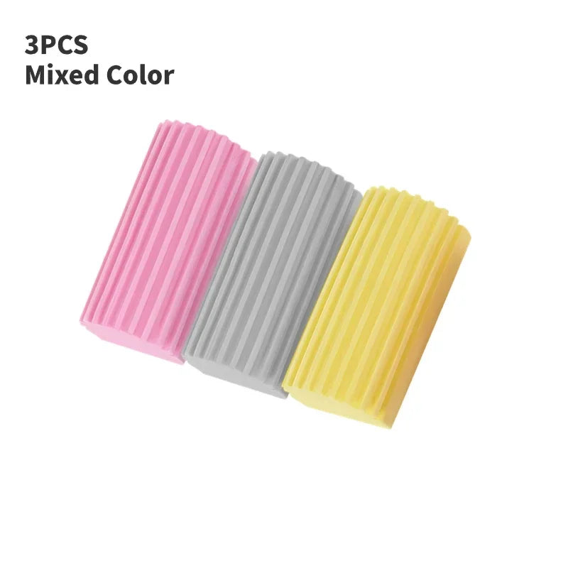 Tres esponjas de limpieza PVA de colores mezclados, mostradas una al lado de la otra.