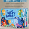 A colorful Busy Book featuring sea animals and learning mats for toddlers.