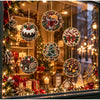 A display of festive diamond painting wooden ornaments kit featuring various glittering seasonal decorations and lights.
