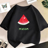 Black t-shirt featuring a red watermelon slice design with the text You're one in a melon