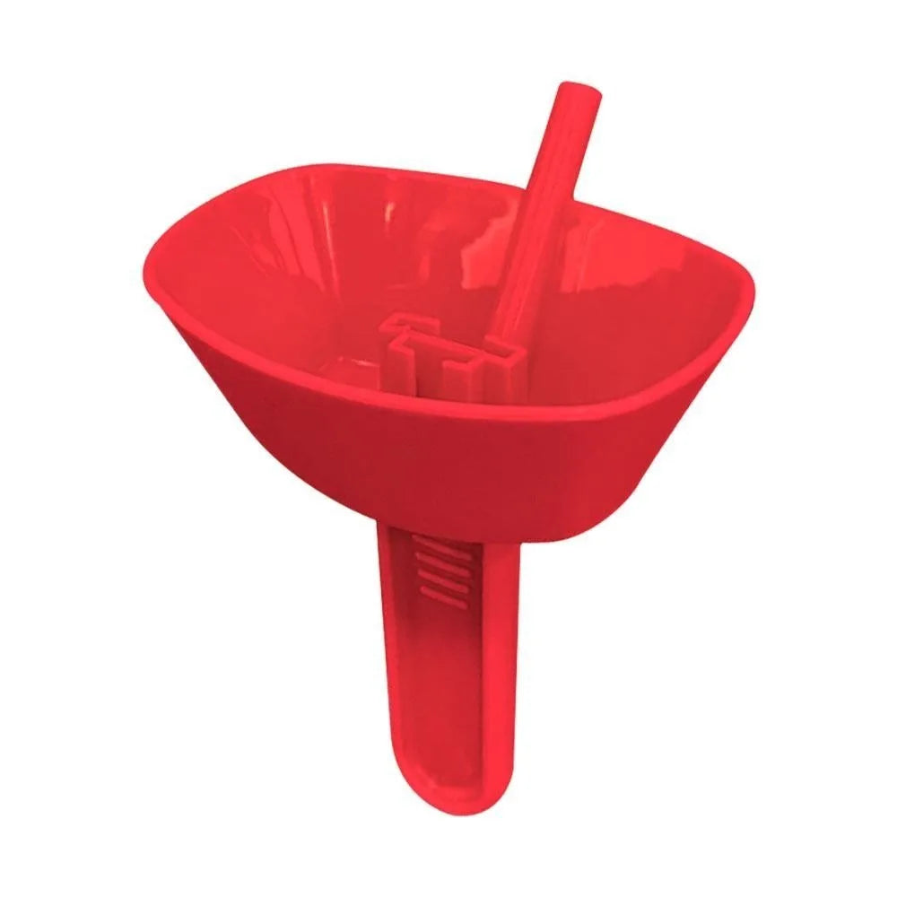 A red drip-proof popsicle holder with an anti-drip tray and a stick.