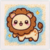 Punch needle embroidery kit featuring a cute lion design with brown and tan colors.