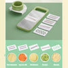 Set de cortador manual de verduras verde con cuchillas intercambiables para rebanar zanahorias y pepinos
