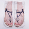 Paire de chaussettes basses imprimées tongs roses avec embellissements argentés