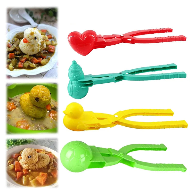 A set of colorful duck-shaped rice molds for making fun sushi and snowballs.
