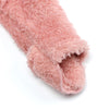 A pink baby fleece hooded romper with a zipper, shown from the side.