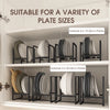 Black plate storage rack designed for various plate sizes, suitable for 15-20cm and 20-24cm plates.