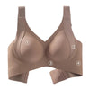 A beige women's wireless push-up bra shown with four numbered parts.
