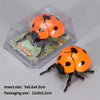 A wind-up insect toy featuring an orange ladybug with black spots, packaged in clear plastic.