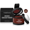 Veronni Enhance Hairline Powder in Dark Auburn shown with its packaging and applicator.