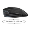 Black PU leather beret hat shown from above with an adjustable fit measurement of 56-58cm (22.1-22.8in).